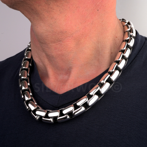 15mm thick box chain clasp in 925 silver – strong closure on chunky men's necklace