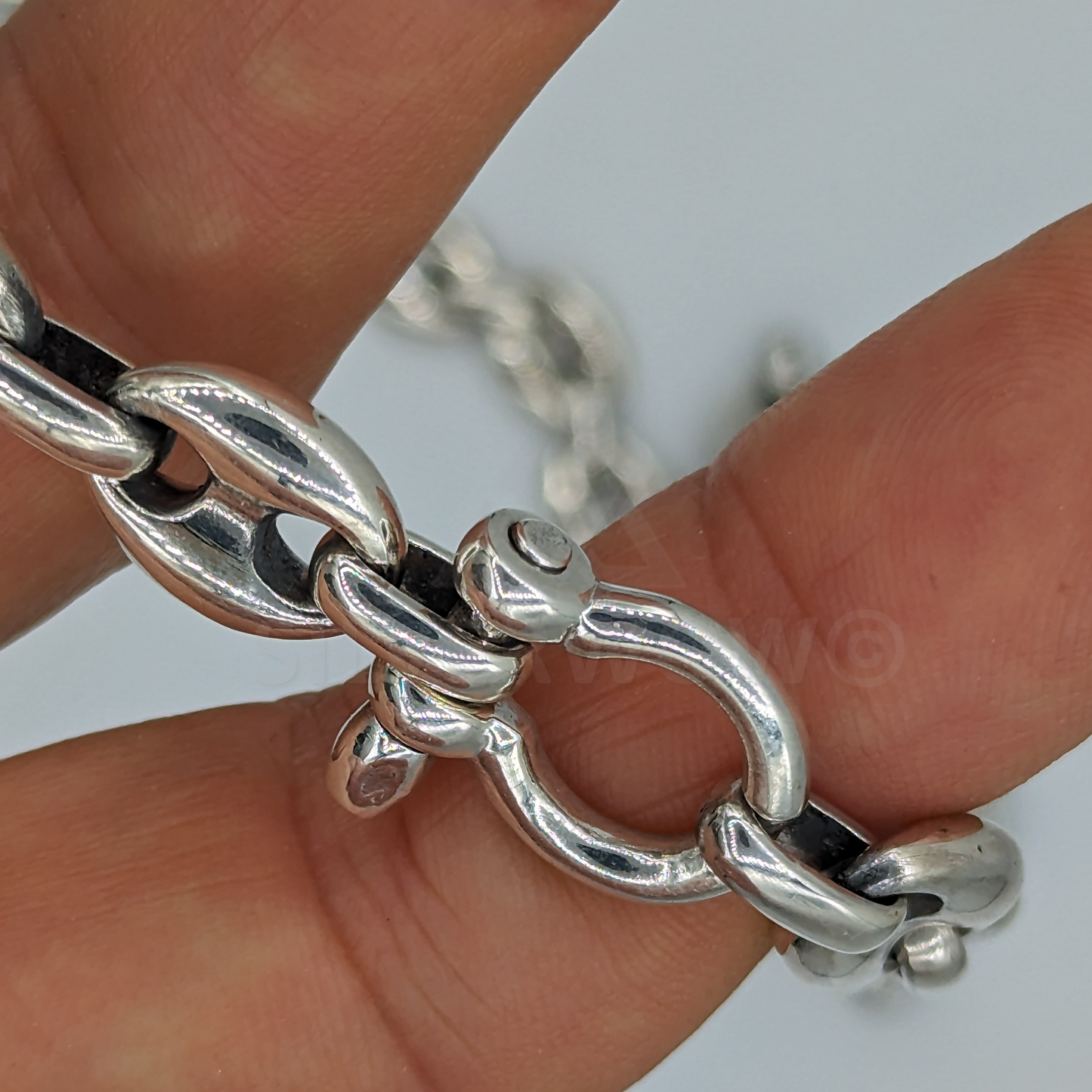 PL23 - 15mm Puffed Mariner, Anchor, Necklace - SilverWow™