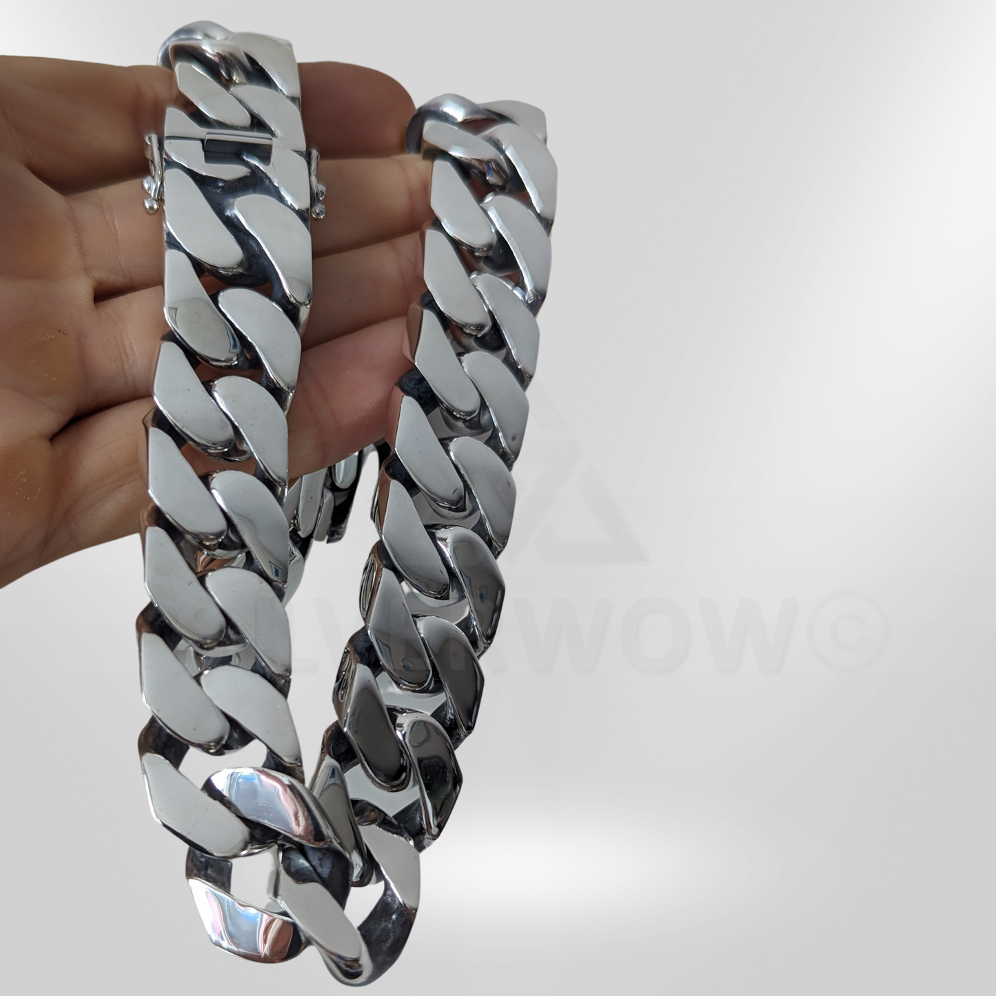 PL23 - 25mm Curb Necklace with Reverse Lock - SilverWow™