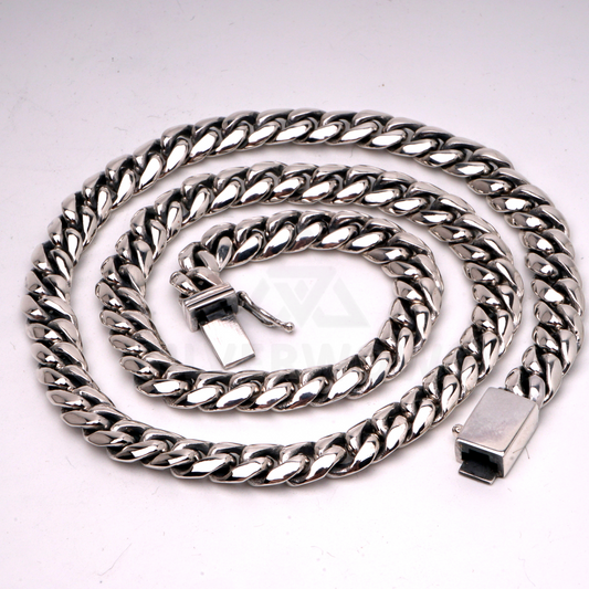 8mm Oval Miami Cuban Link Chain Necklace - SilverWow™