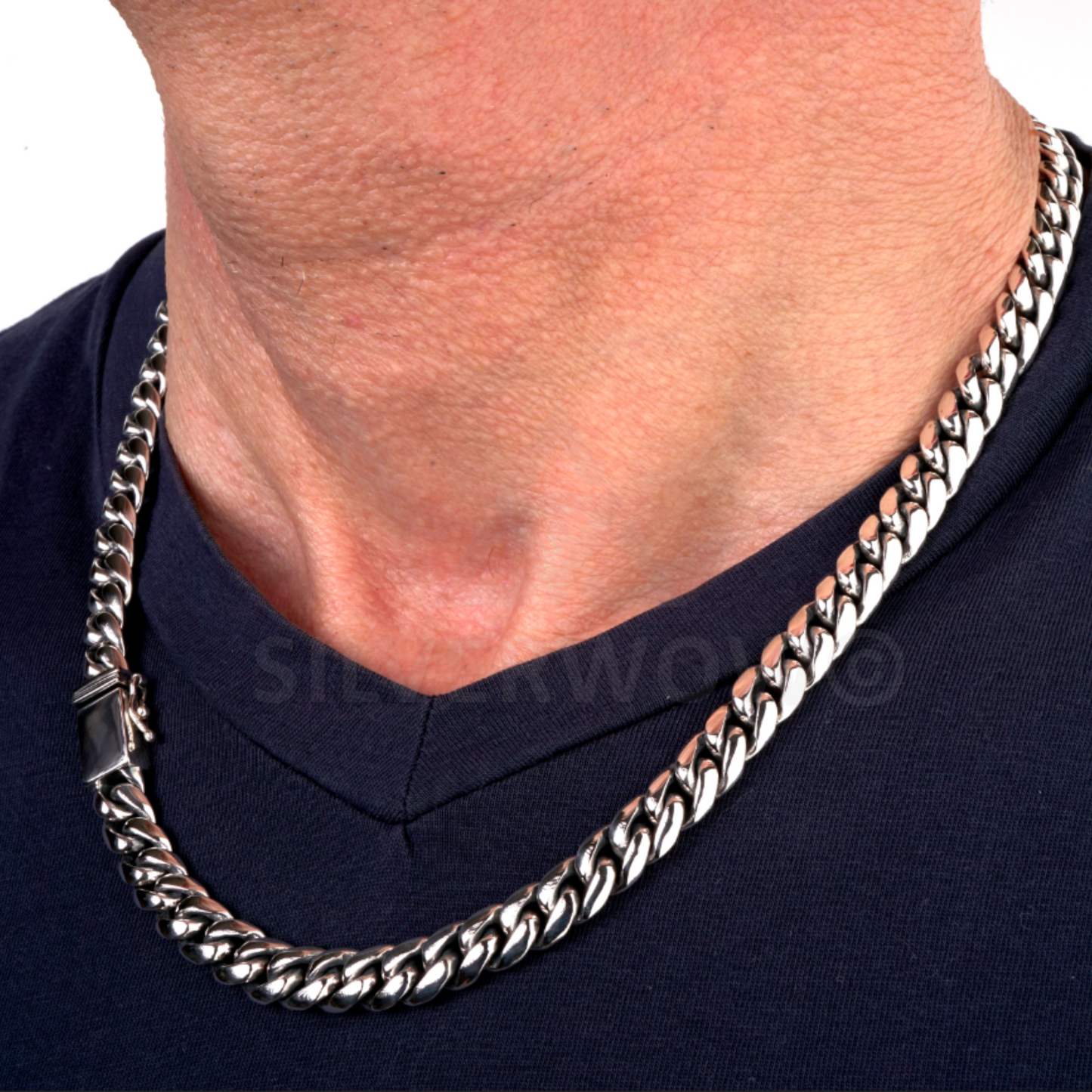 8mm Oval Miami Cuban Link Chain Necklace - SilverWow™