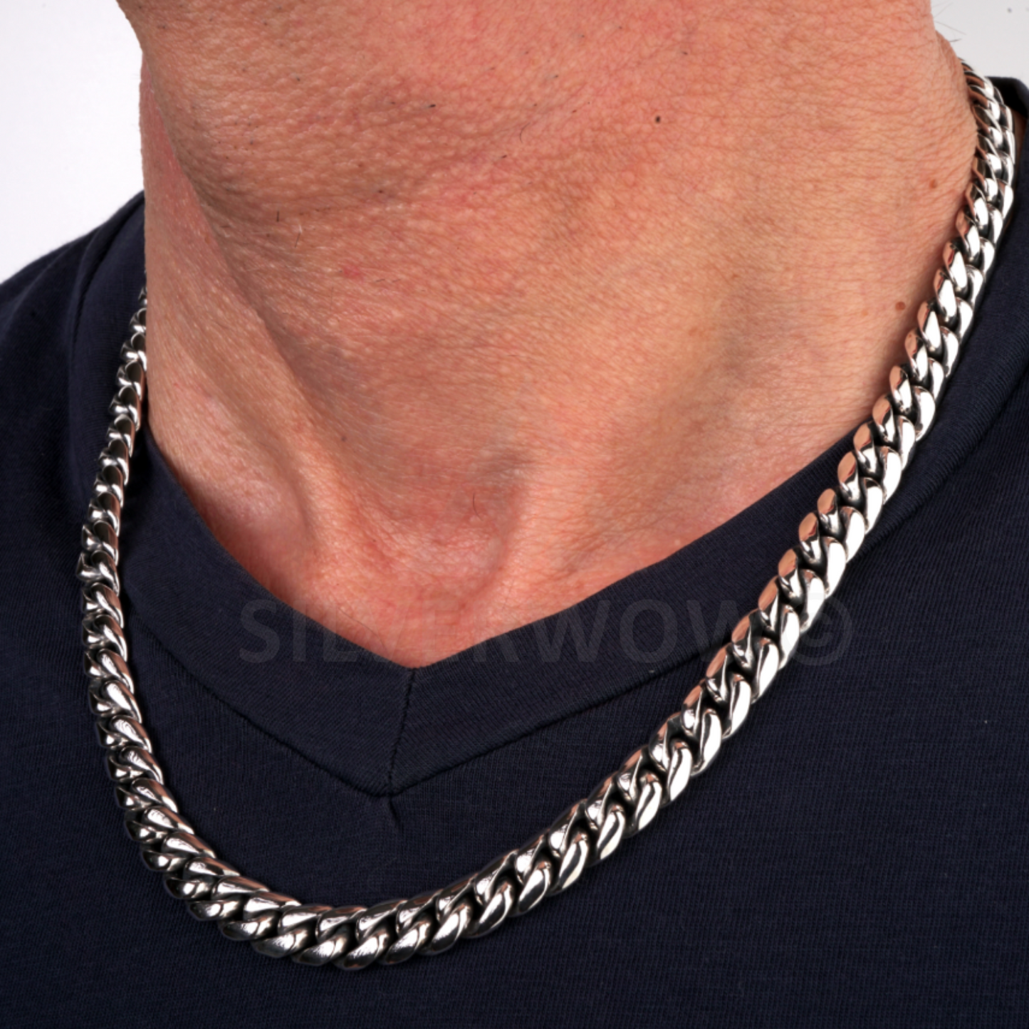 8mm Oval Miami Cuban Link Chain Necklace - SilverWow™