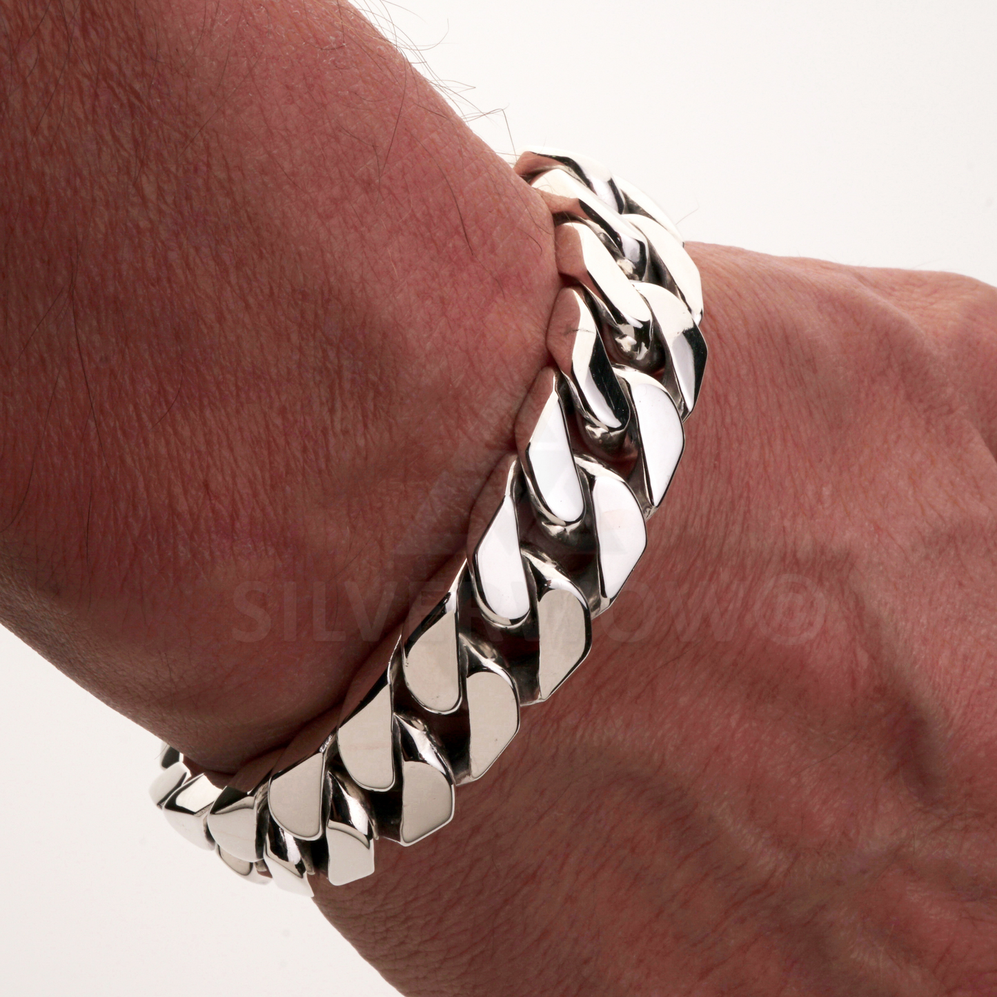 Square Curb Bracelet | Reverse Hidden Lock | 15mm wide