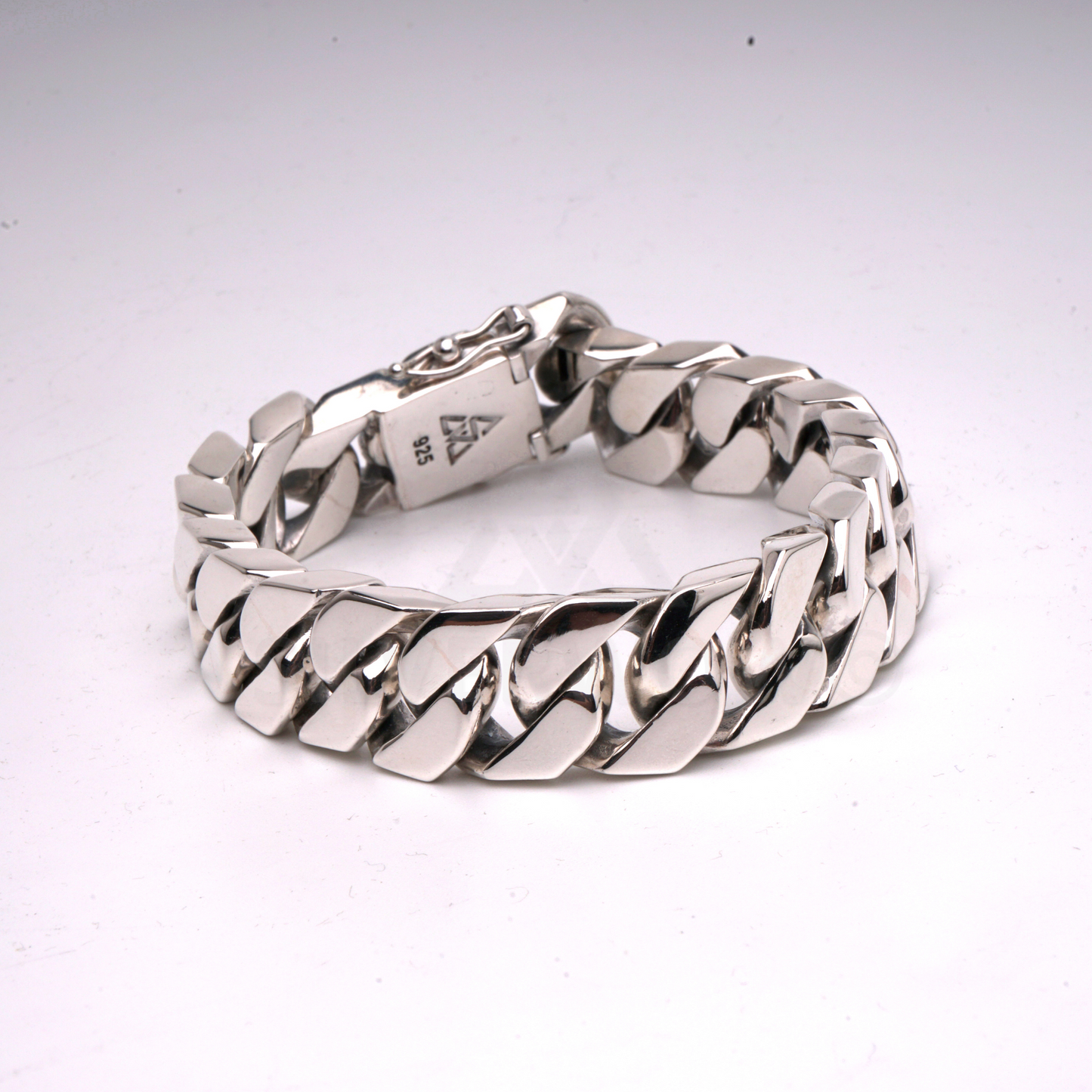 Square Curb Bracelet | Reverse Hidden Lock | 15mm wide - SilverWow™