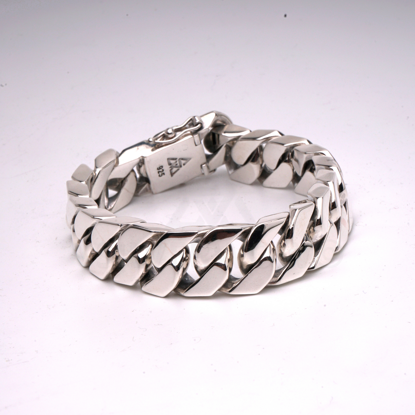 Square Curb Bracelet | Reverse Hidden Lock | 15mm wide