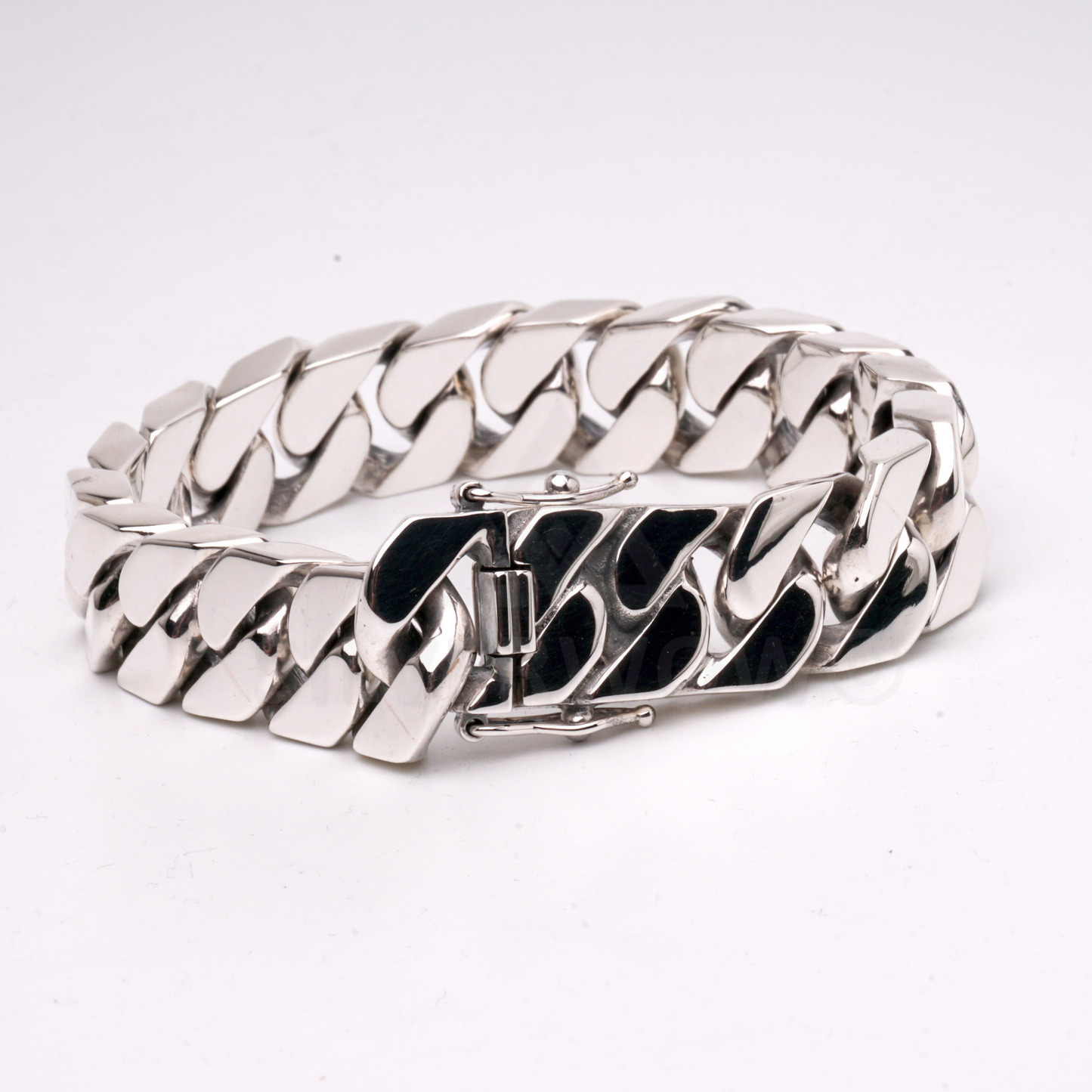 Square Curb Bracelet | Reverse Hidden Lock | 15mm wide - SilverWow™