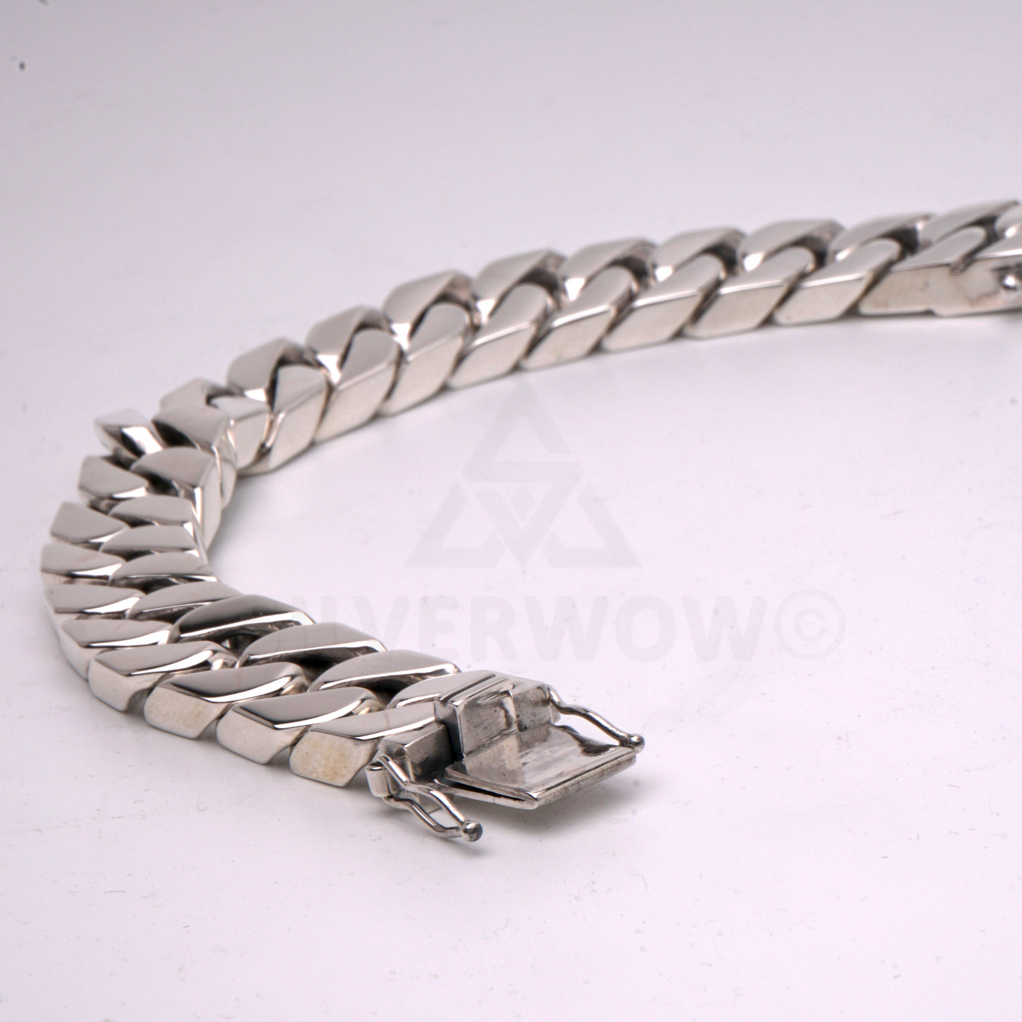 Square Curb Bracelet | Reverse Hidden Lock | 15mm wide - SilverWow™