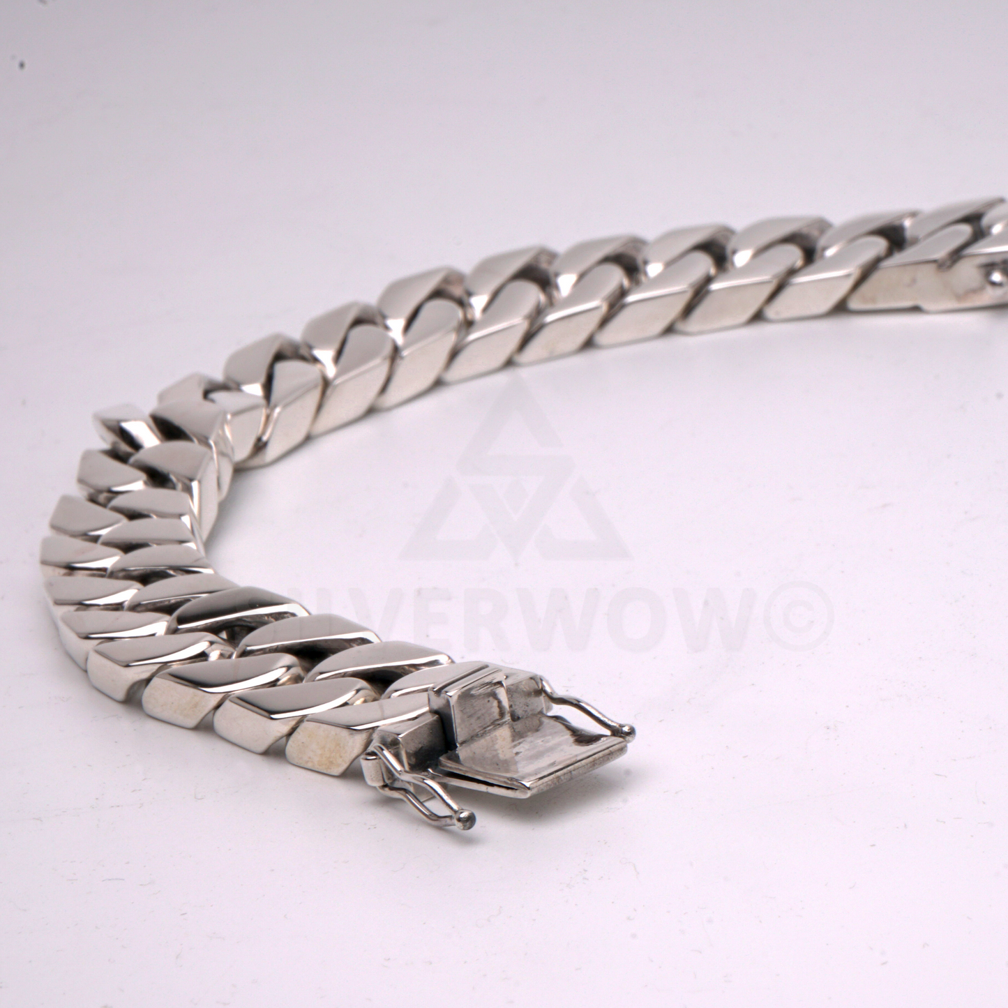 Square Curb Bracelet | Reverse Hidden Lock | 15mm wide