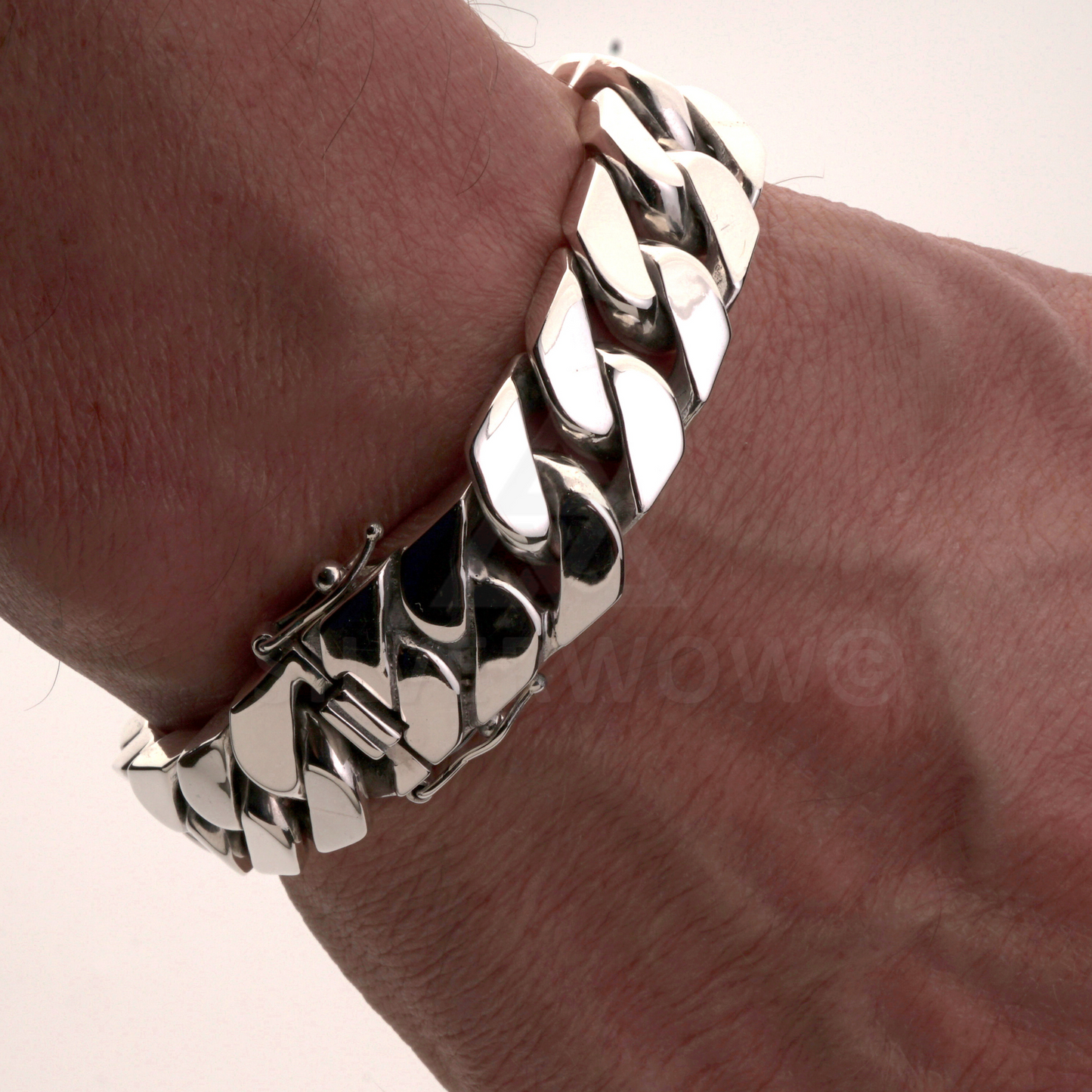 Square Curb Bracelet | Reverse Hidden Lock | 15mm wide - SilverWow™