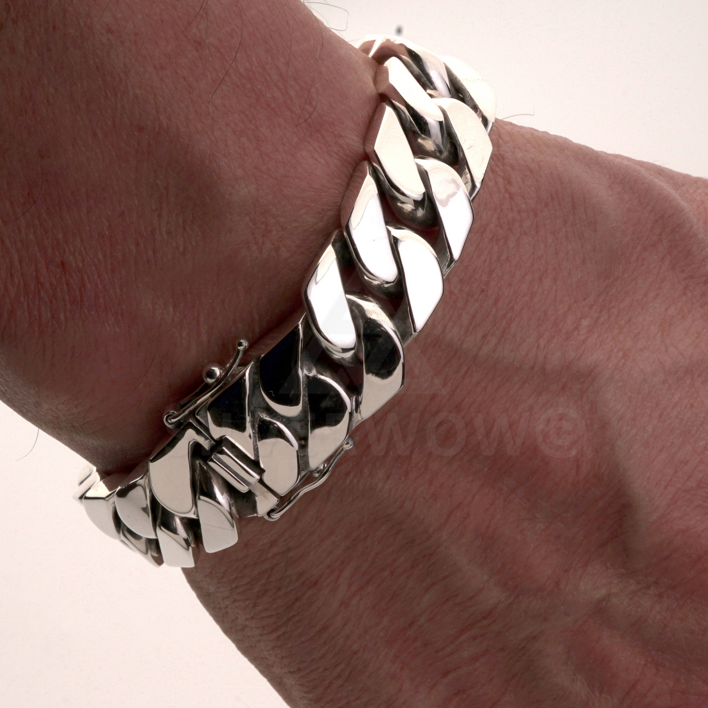 Square Curb Bracelet | Reverse Hidden Lock | 15mm wide