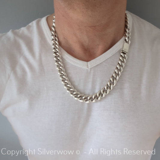 12mm Rounded Albert Chain Necklace | Heavy 925 Silver