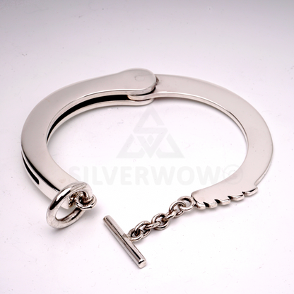 Handcuffs Bracelet - Real HandCuff Look - 925 Solid Sterling Silver.