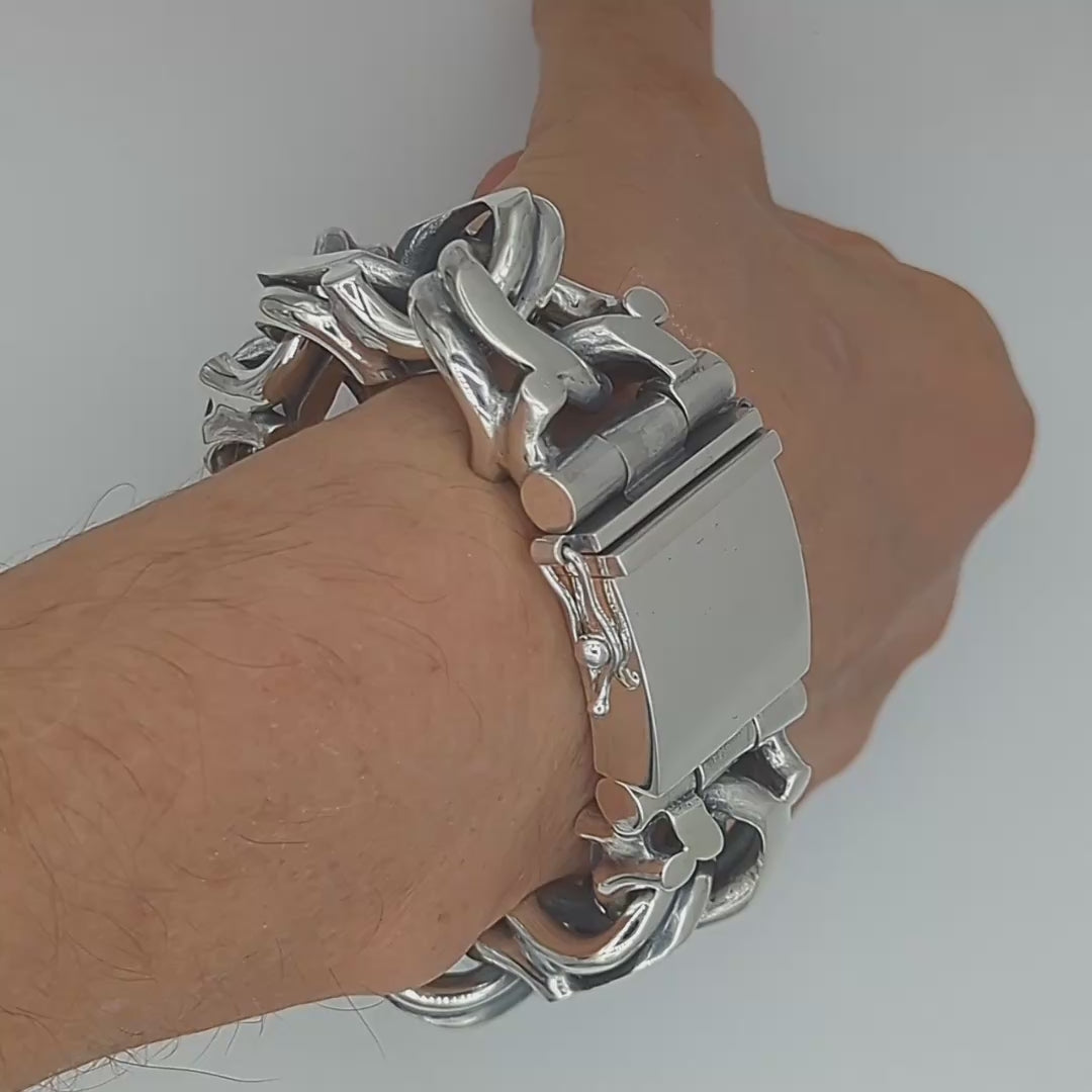 25mm Garibaldi Bismarck Bracelet – Heavy 925 Silver | SilverWow™
