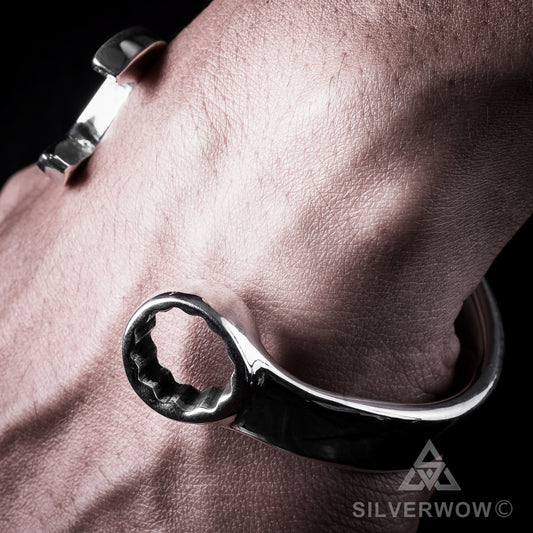 13mm Silver Spanner Wrench Bangle Bracelet - SilverWow™