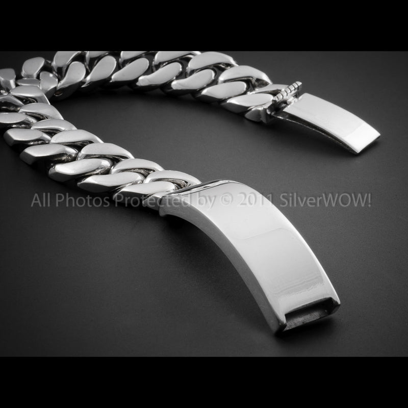 Mens Silver 20mm Identity ID Bracelet