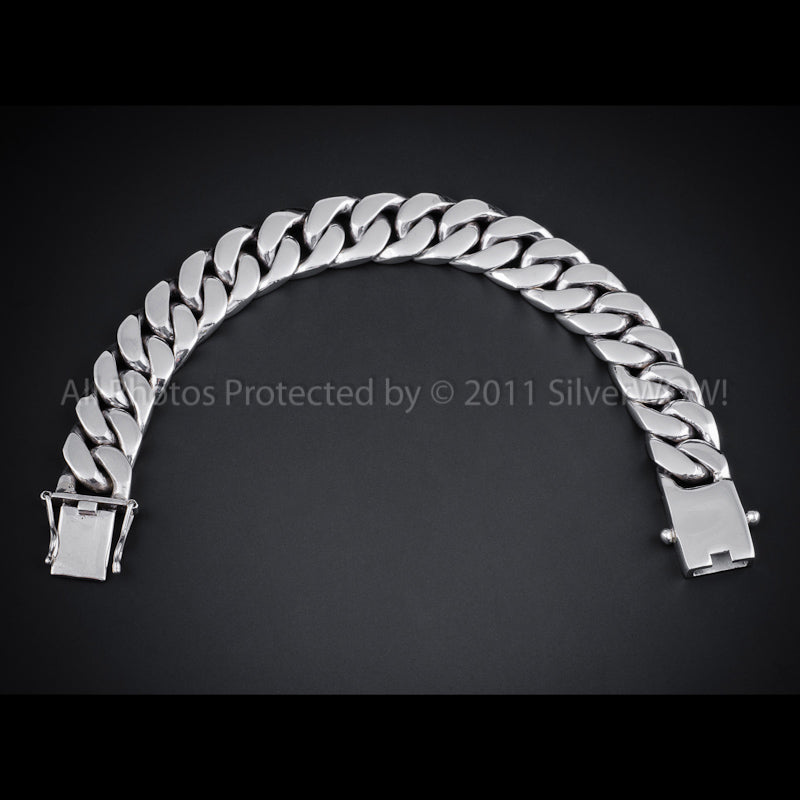 15mm Heavy Curb Silver Bracelet - SilverWow™
