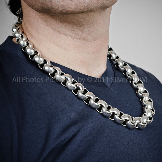 Thick Silver Belcher Necklace 15mm wide neck