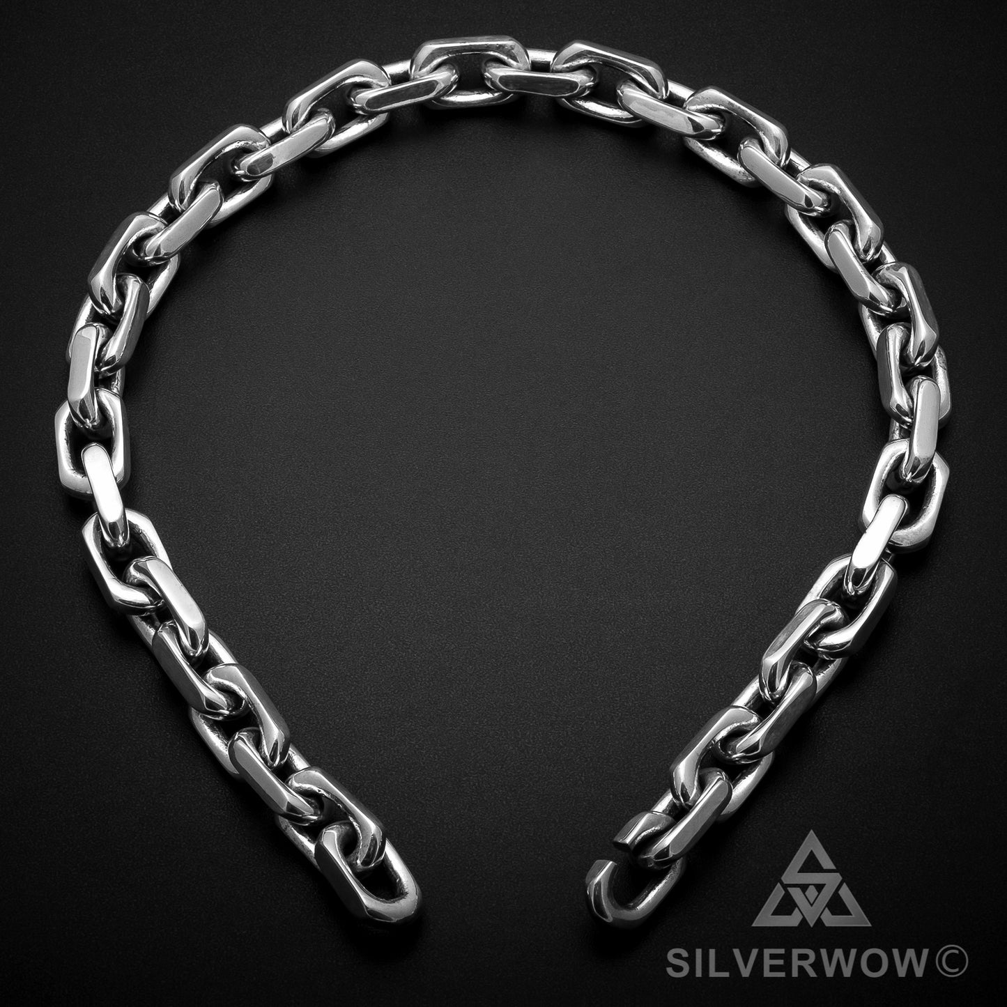 Thick Silver Chain Necklace flat