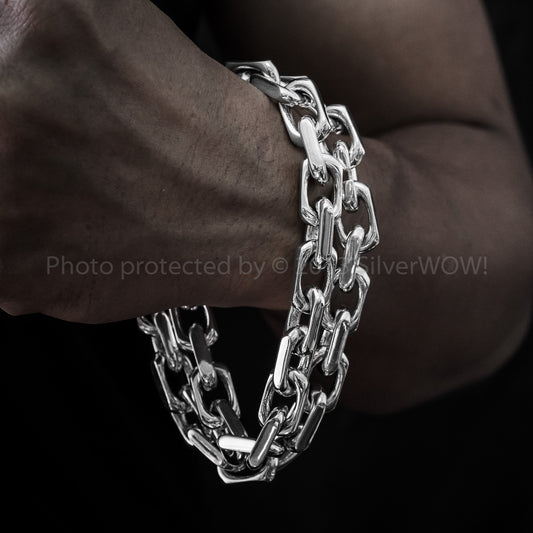 Heavy Silver 12mm Chain Necklace Mens