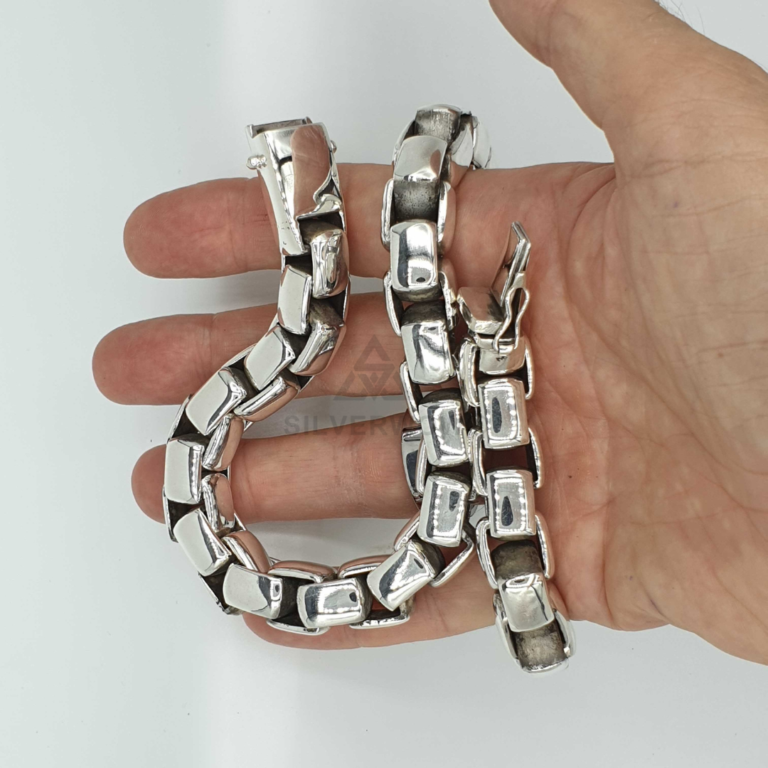 15mm Box Chain Silver Necklace - SilverWow™