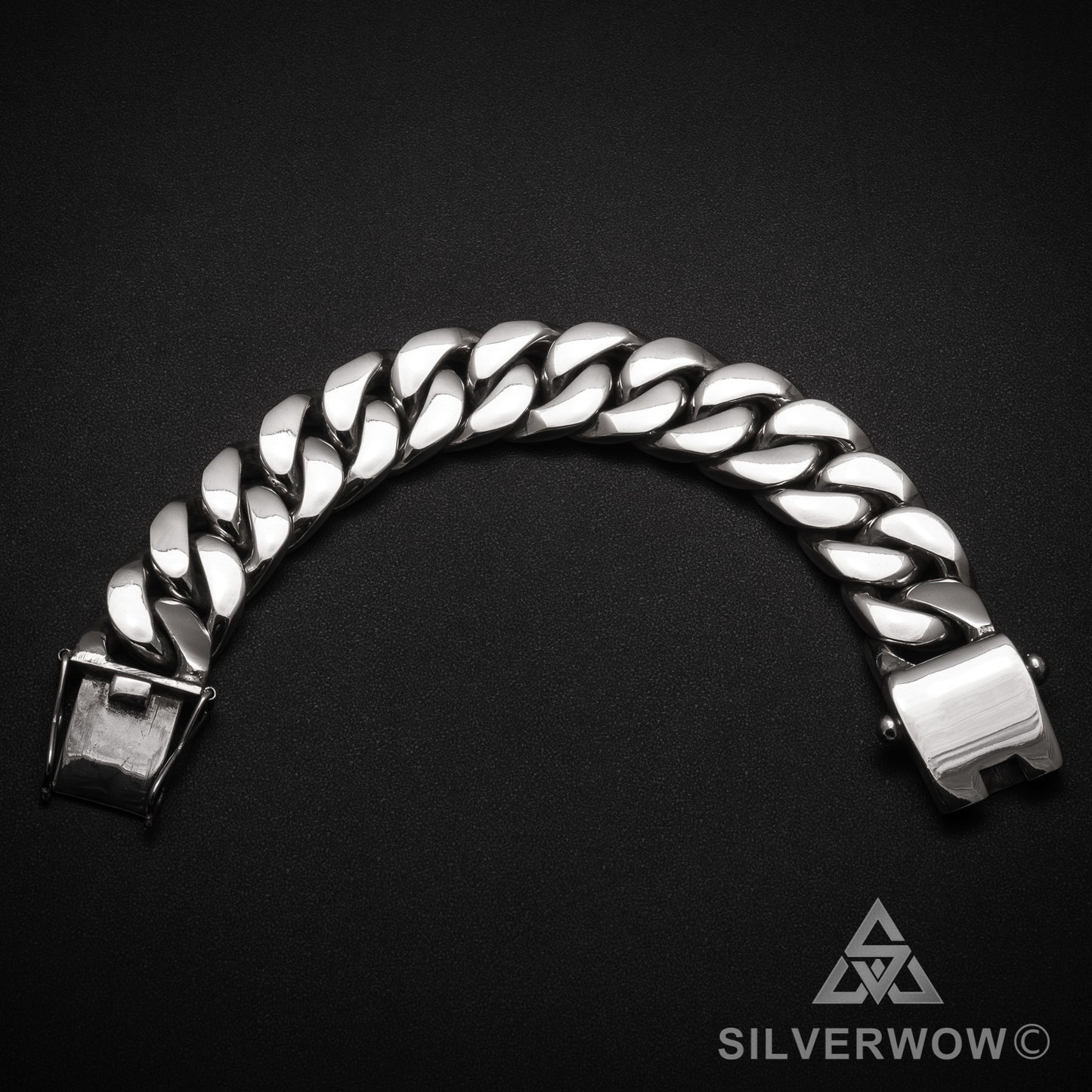 20mm Heavy Curb Silver Bracelet