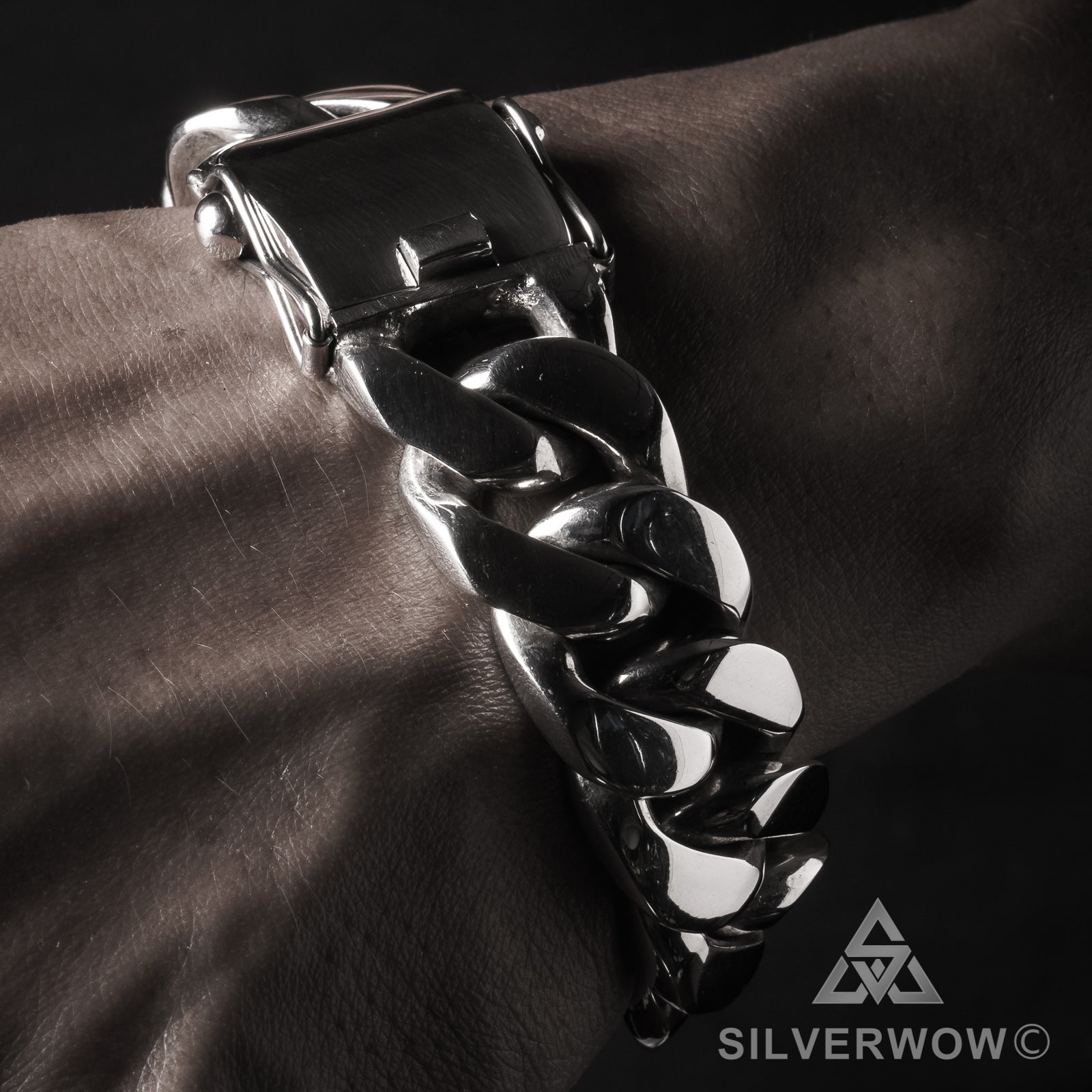 20mm Heavy Curb Silver Bracelet - SilverWow™