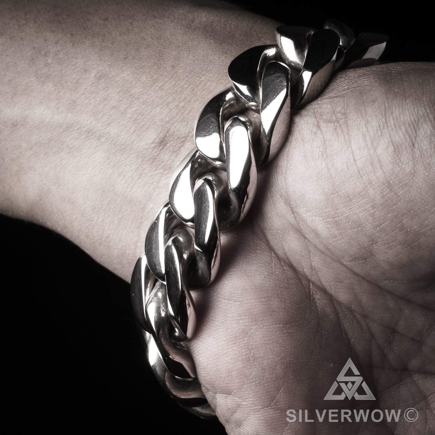 20mm Heavy Curb Silver Bracelet