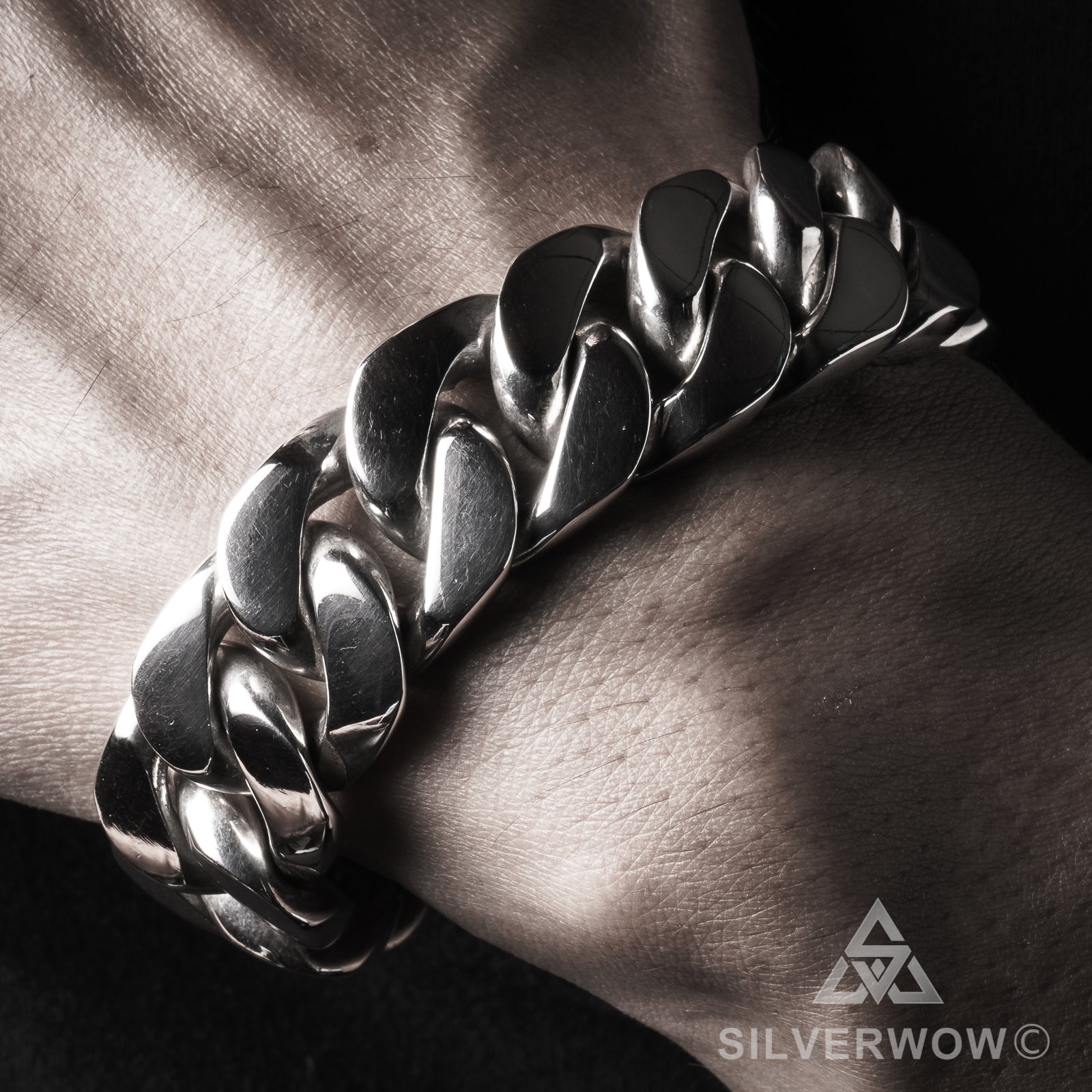20mm Heavy Curb Silver Bracelet - SilverWow™