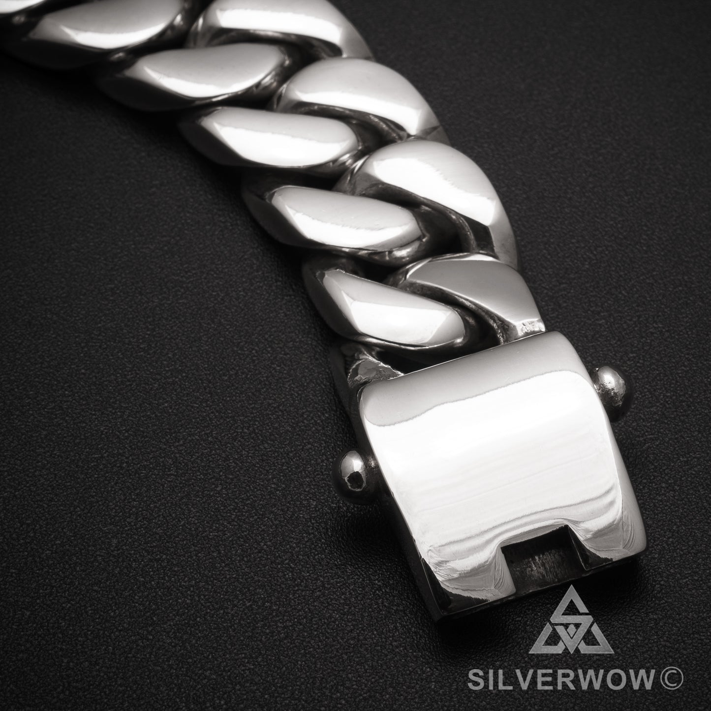 20mm Heavy Curb Silver Bracelet