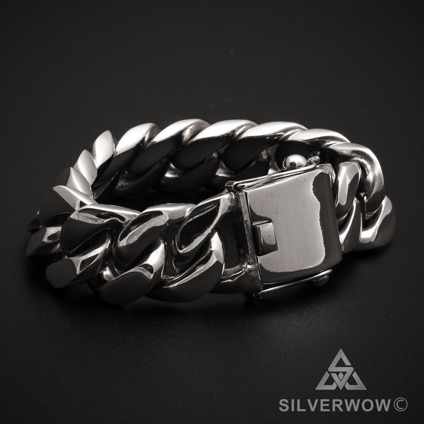 20mm Heavy Curb Silver Bracelet