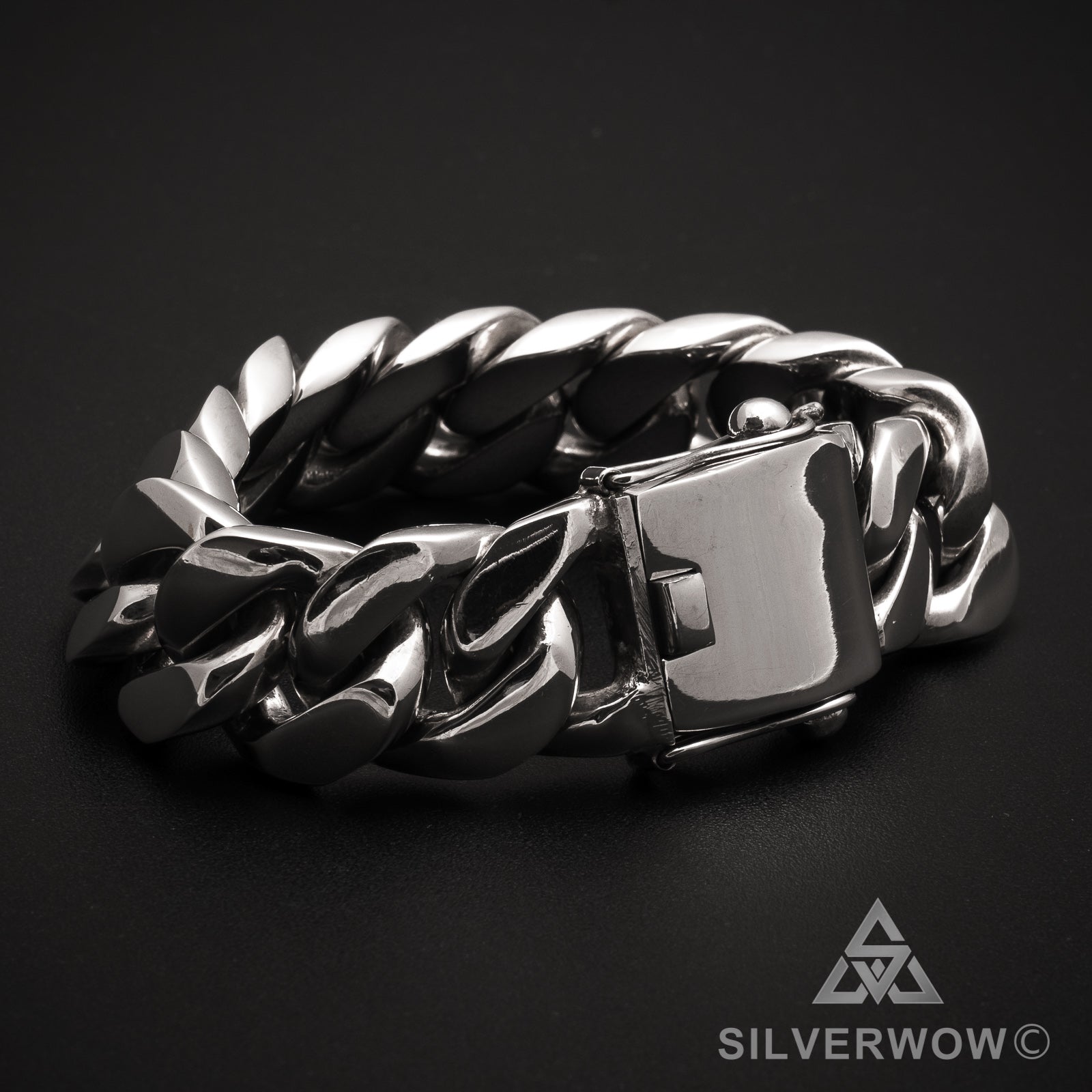 20mm Heavy Curb Silver Bracelet - SilverWow™