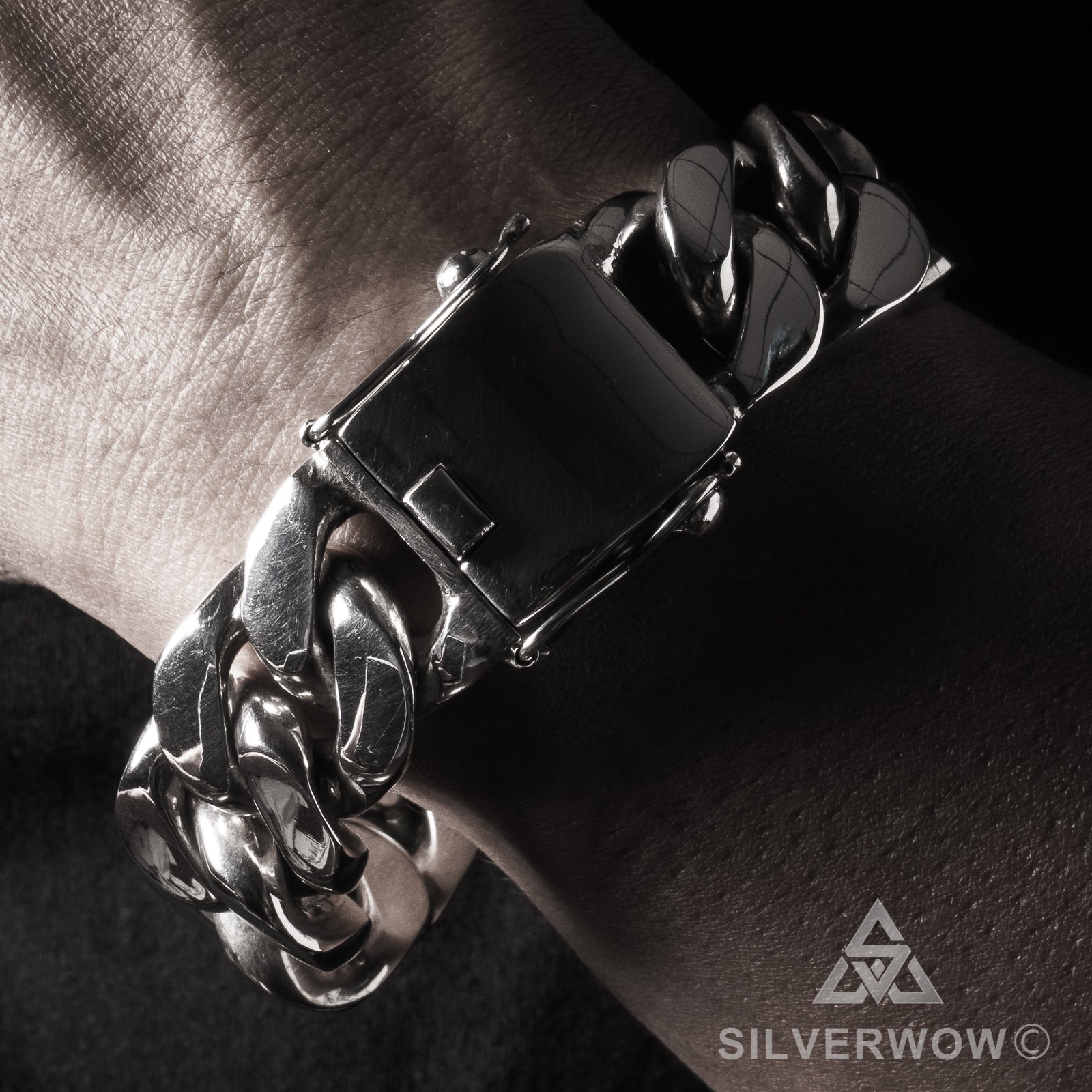 20mm Heavy Curb Silver Bracelet - SilverWow™