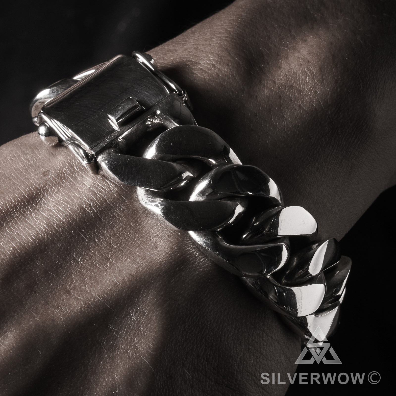 20mm Heavy Curb Silver Bracelet - SilverWow™