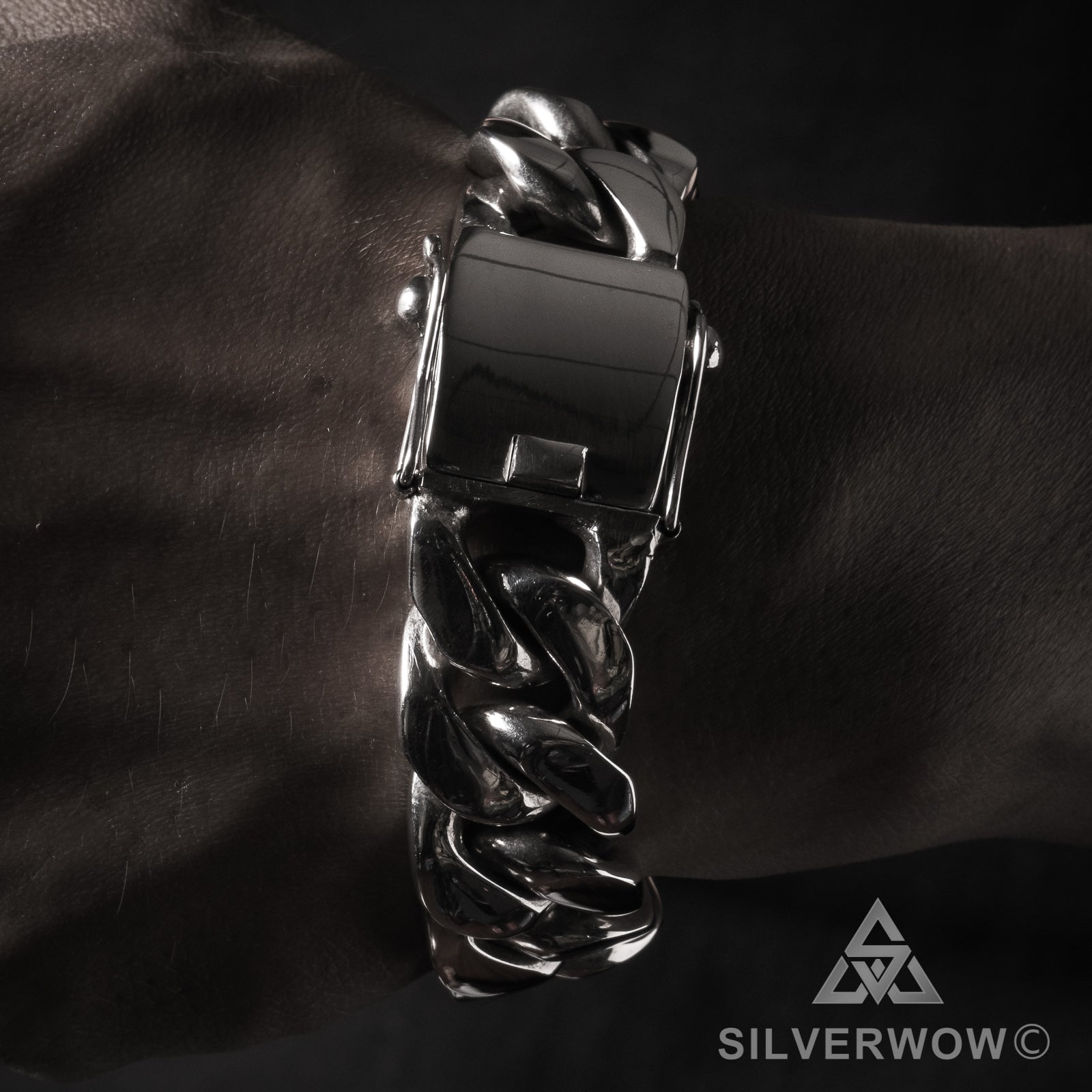 20mm Heavy Curb Silver Bracelet - SilverWow™