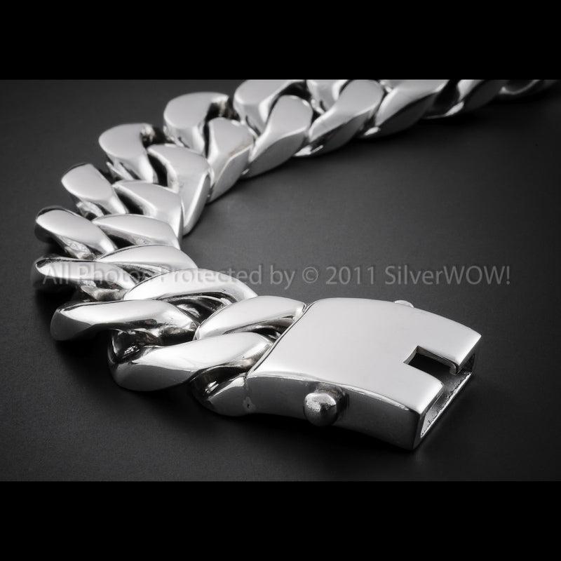 25mm Mens Silver Curb Bracelet - SilverWow™