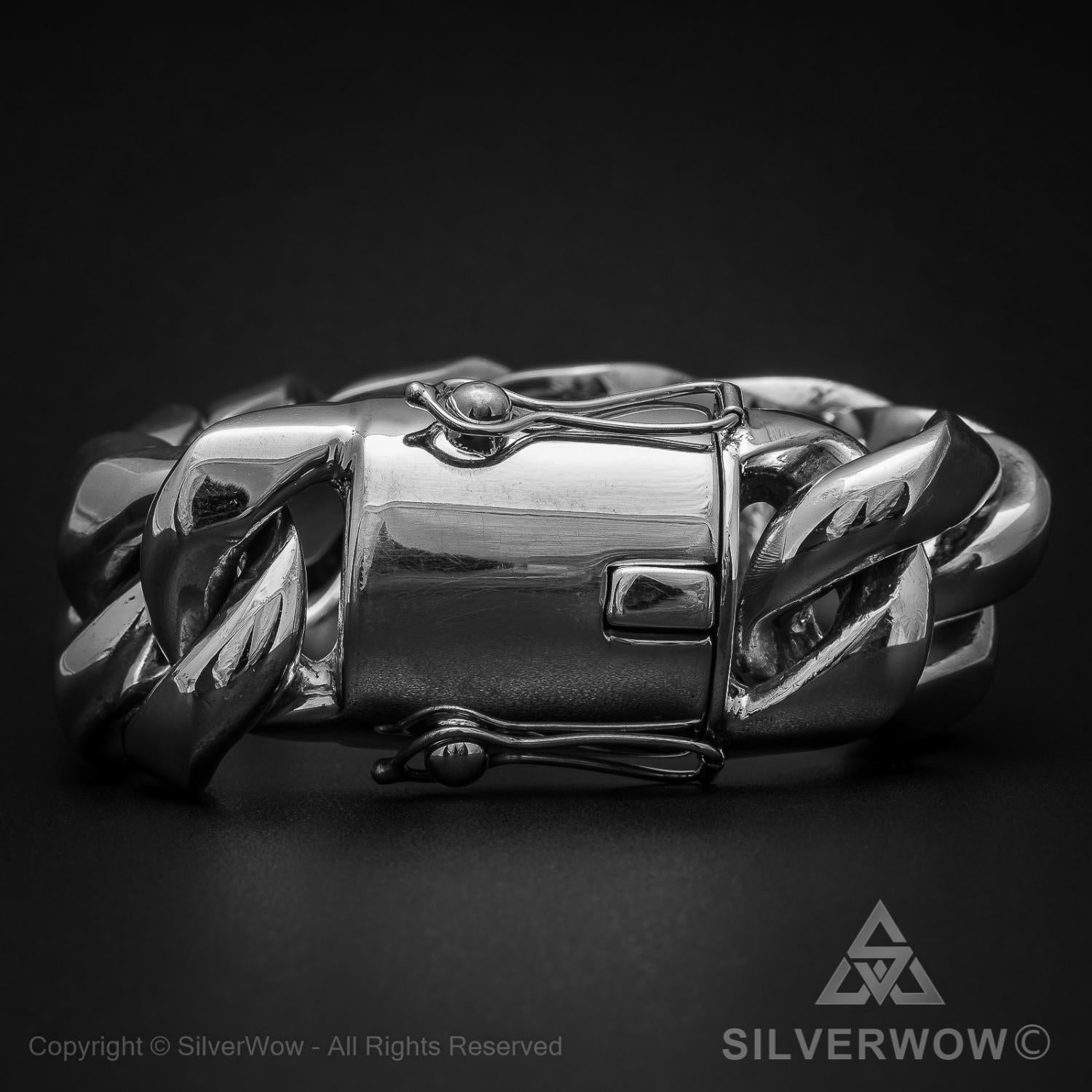 silver Cuban Link Bracelet x 30mm front