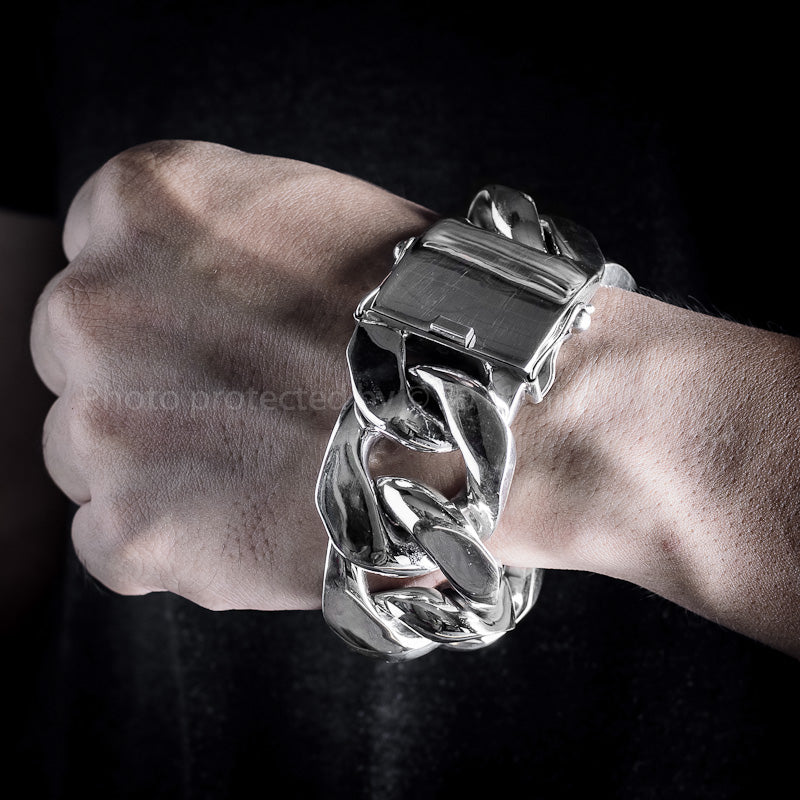 35mm Very Heavy Silver Curb Bracelet