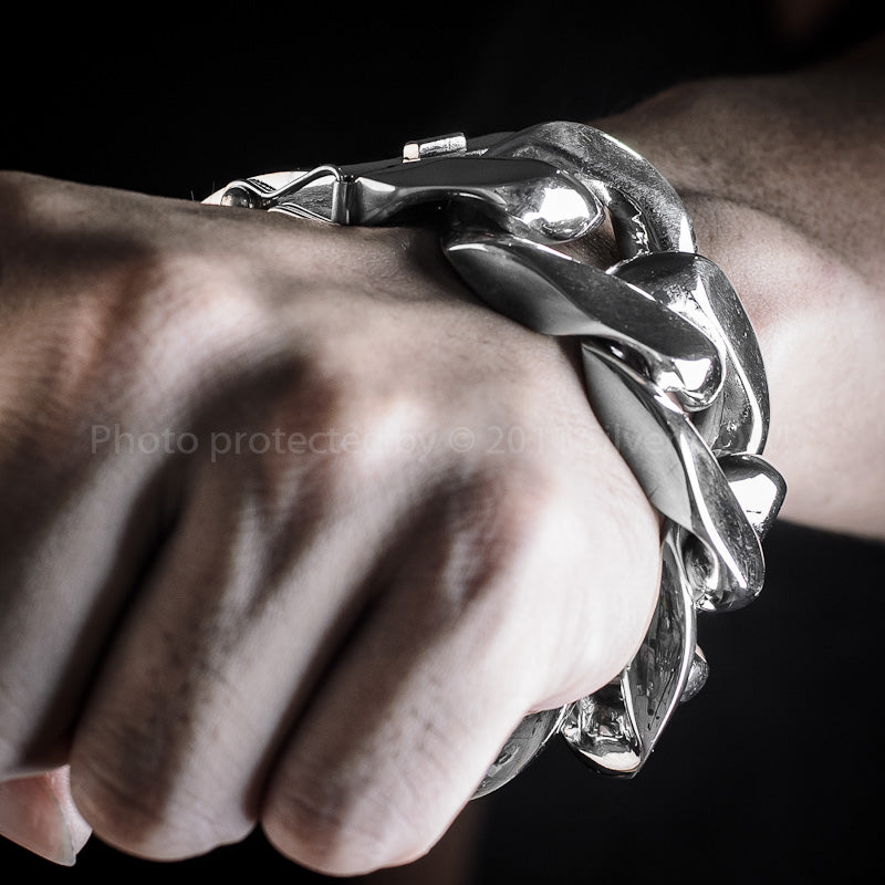 35mm Very Heavy Silver Curb Bracelet - SilverWow™