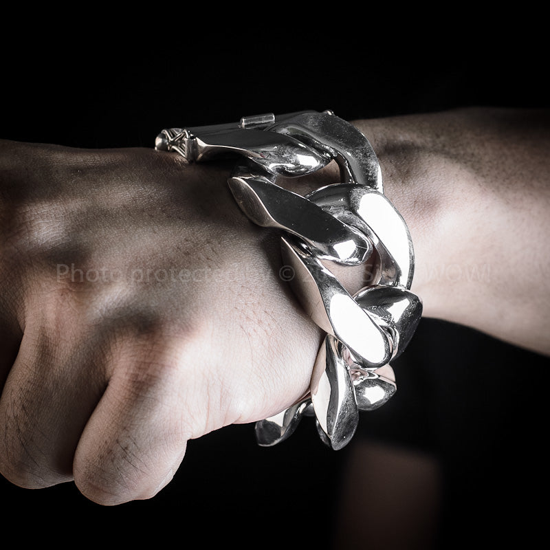 35mm Very Heavy Silver Curb Bracelet - SilverWow™