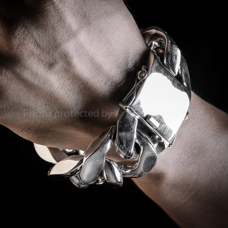 35mm Very Heavy Silver Curb Bracelet