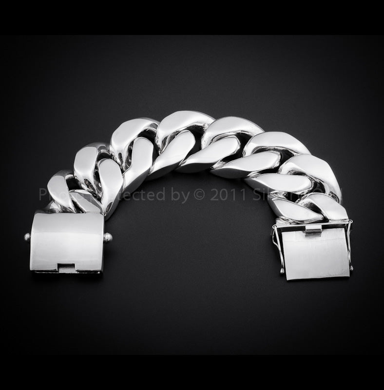 35mm Very Heavy Silver Curb Bracelet