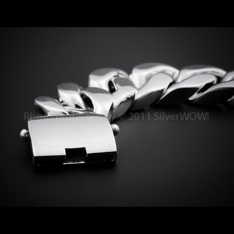 35mm Very Heavy Silver Curb Bracelet