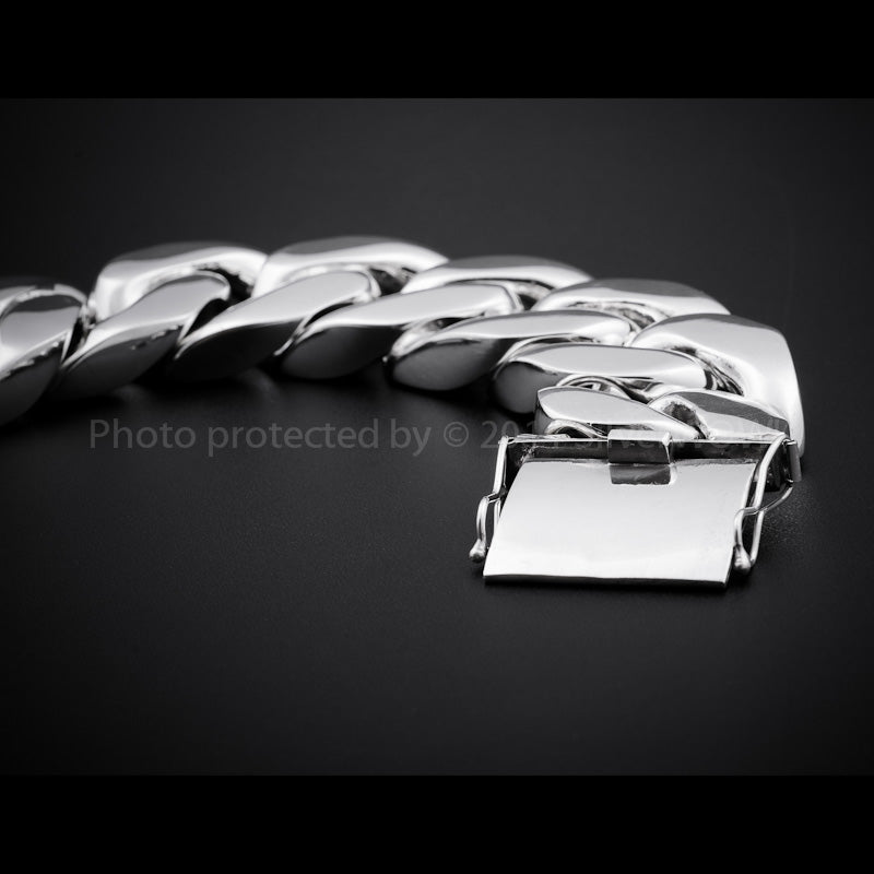 35mm Very Heavy Silver Curb Bracelet - SilverWow™