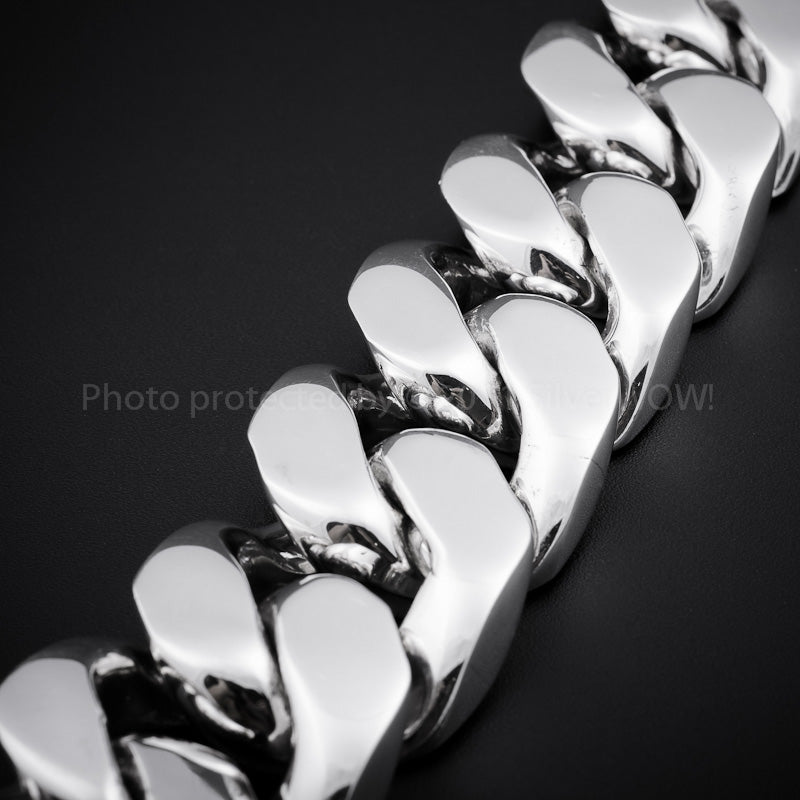 35mm Very Heavy Silver Curb Bracelet