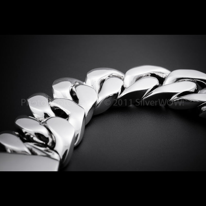 35mm Very Heavy Silver Curb Bracelet