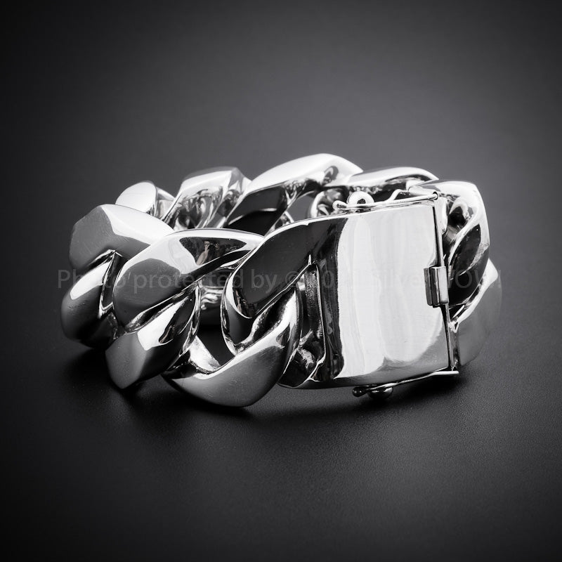 35mm Very Heavy Silver Curb Bracelet