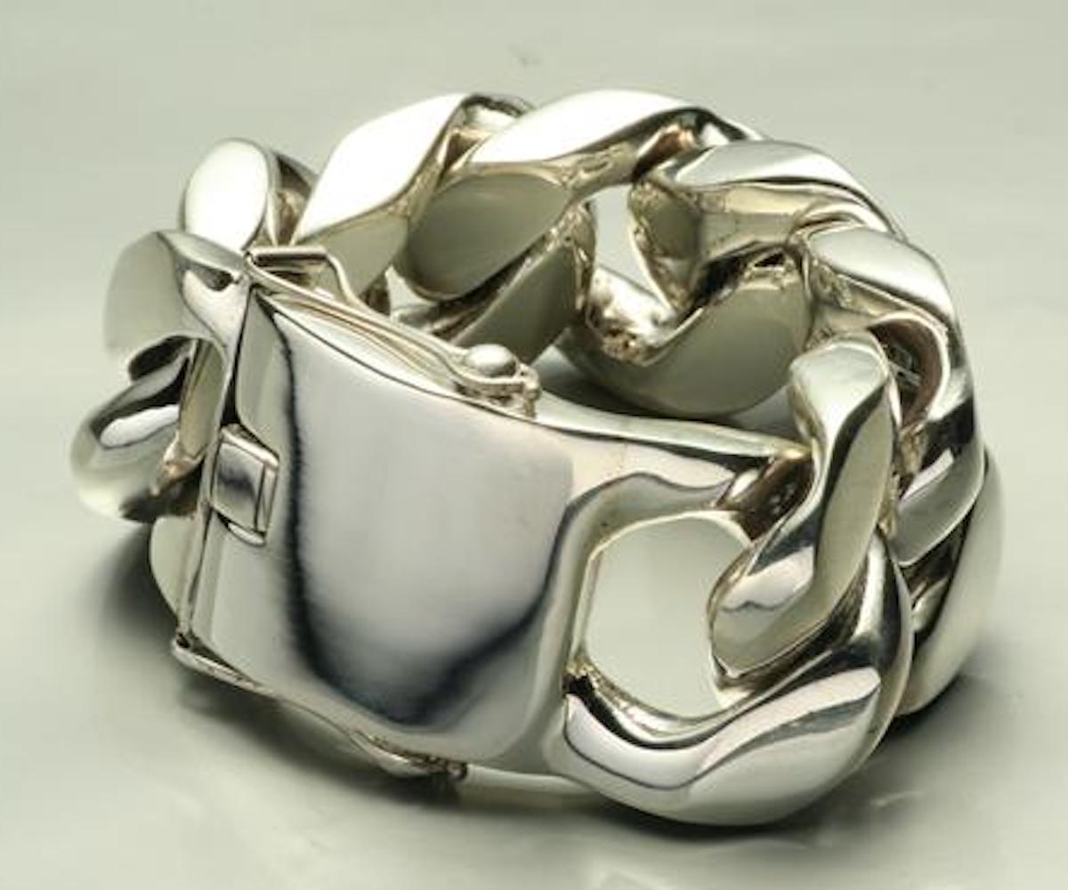40mm Huge Mens Silver Curb Bracelet - SilverWow™