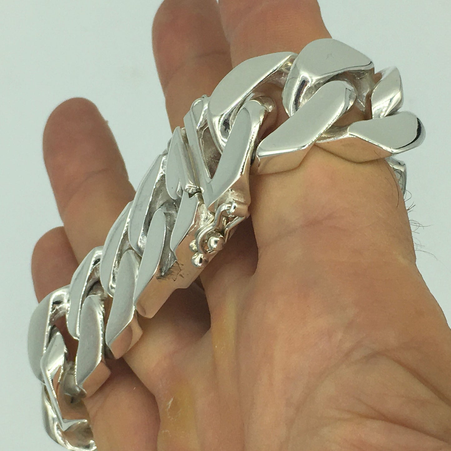 Square Curb Bracelet | Reverse Hidden Lock | 20mm wide - SilverWow™