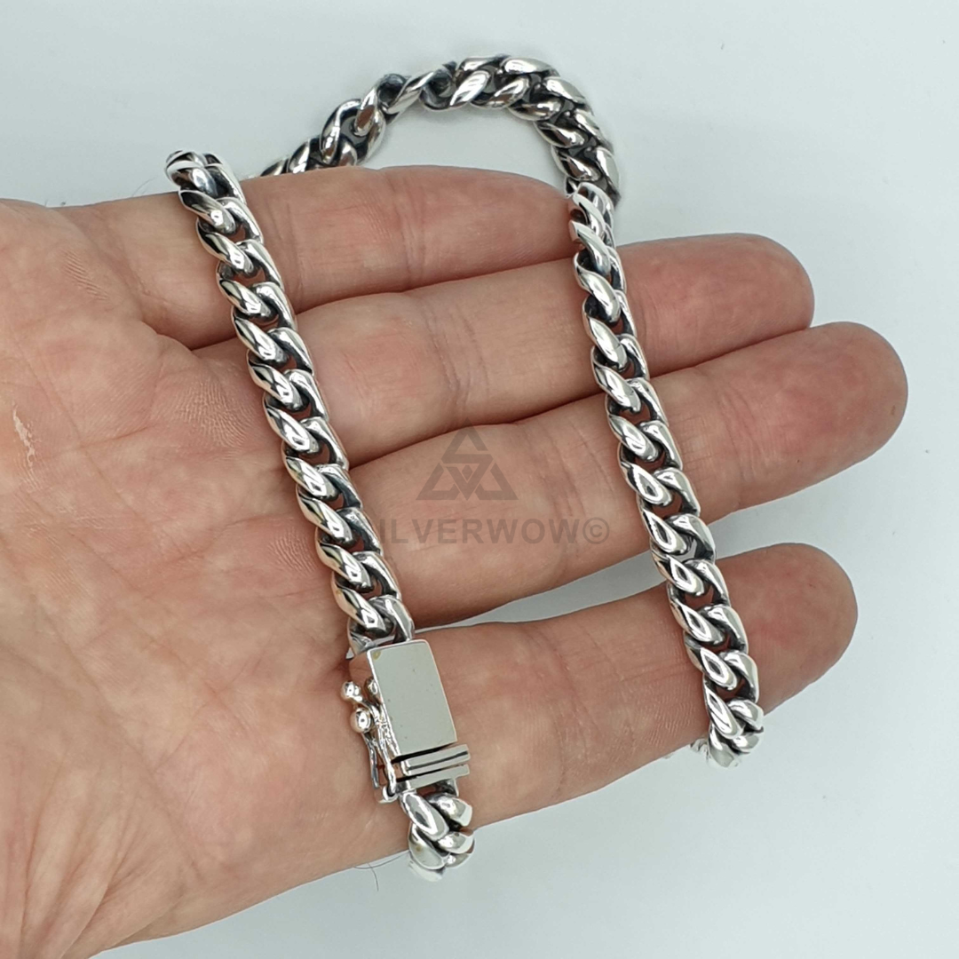 8mm Oval Miami Cuban Link Chain Necklace - SilverWow™