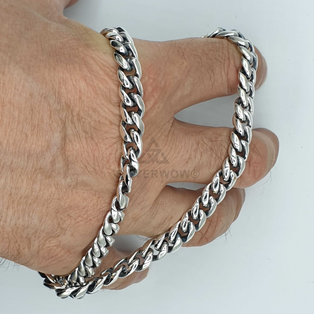 8mm Oval Miami Cuban Link Chain Necklace - SilverWow™